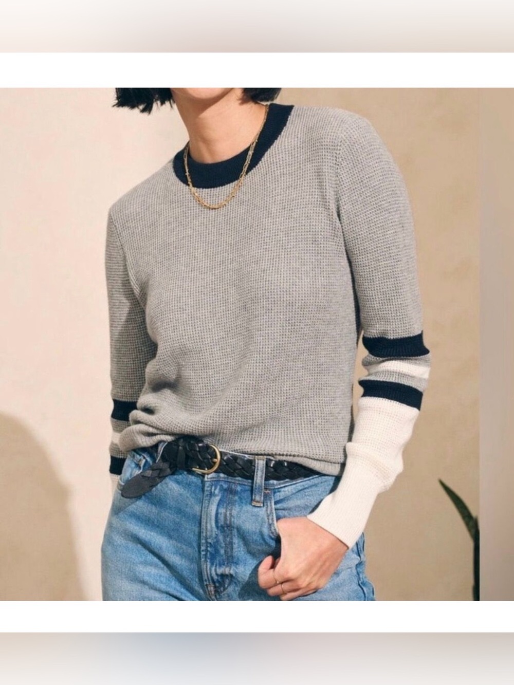 Faherty Throwback Stripe Sleeve Organic
Cotton & Cashmere Crewneck Top